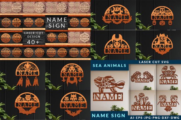 Laser Cut Name Sign Wall Art SVG Bundle