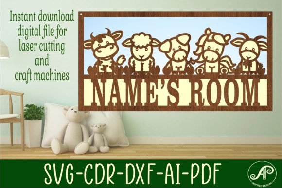 Cute Farm Animals Scene Name Sign SVG 3