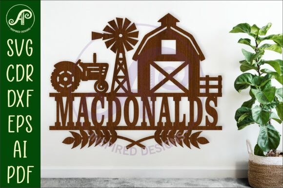 Farm Scene Name Sign Svg Laser Cut File