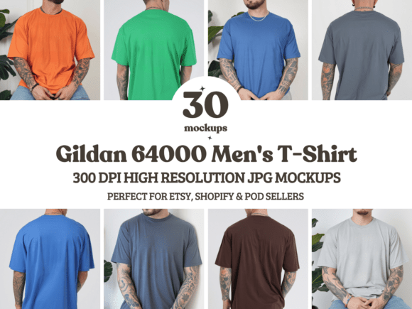 Gildan 64000 Men's T-Shirt Mockup Bundle