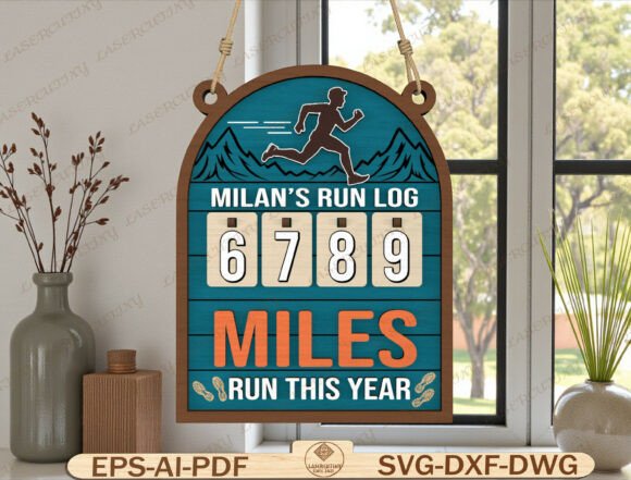 Miles Run This Year Tracker Laser Cut