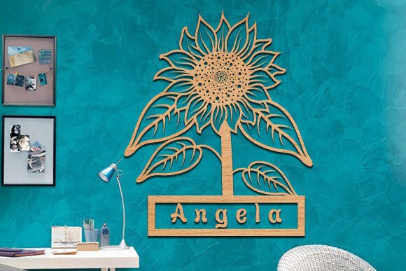 Sunflower Name Sign Wall Art Laser Cut