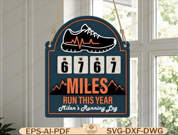 Miles Run This Year Tracker Laser Cut