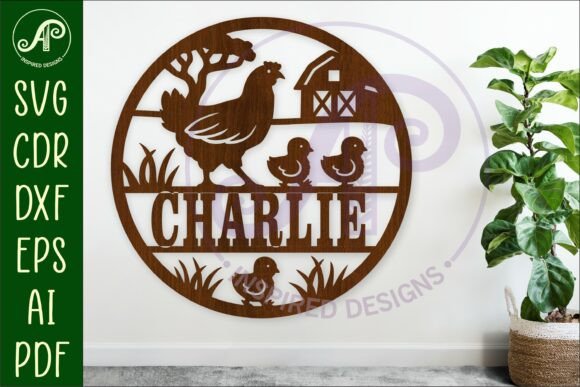 Chickens on the Farm Name Sign Laser Cut