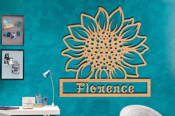 Sunflower Name Sign Wall Art Laser Cut