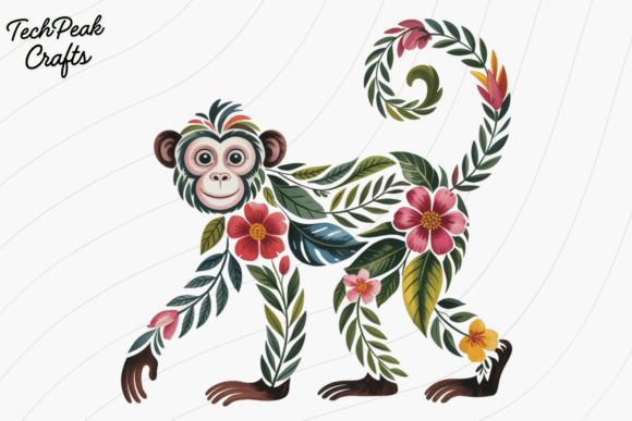 Floral Monkey PNG