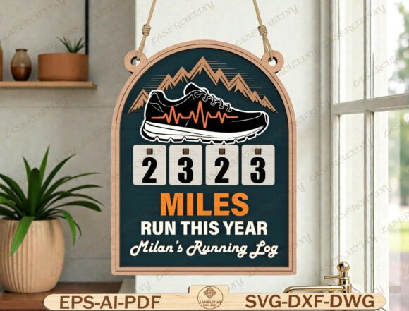Miles Run Tracker Laser Cut File