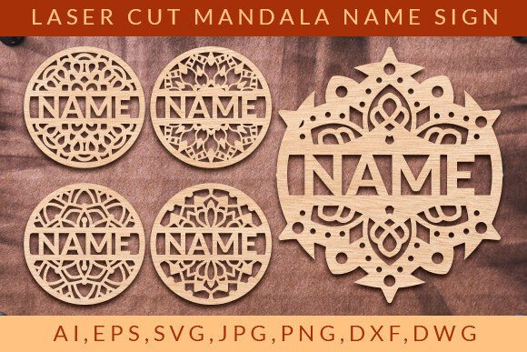 Laser Cut Mandala Name Sign Wall Art SVG