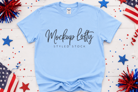 Gildan 5000 4th of July Flat Lay Mockup
