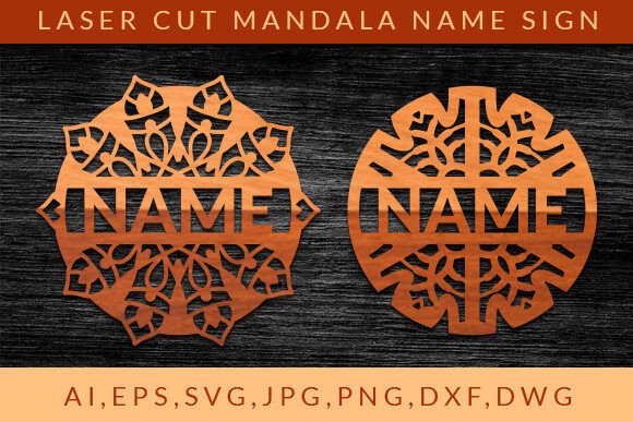 Laser Cut Mandala Name Sign Wall Art SVG