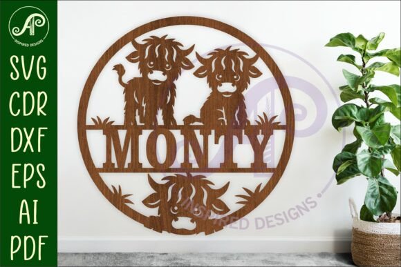 Cute Highland Cow Farm Name Sign Laser