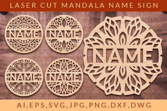 Laser Cut Mandala Name Sign Wall Art SVG