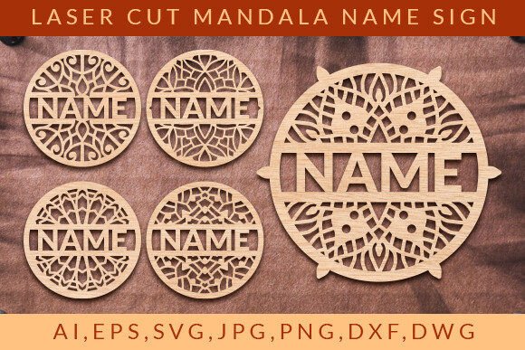 Laser Cut Mandala Name Sign Wall Art SVG