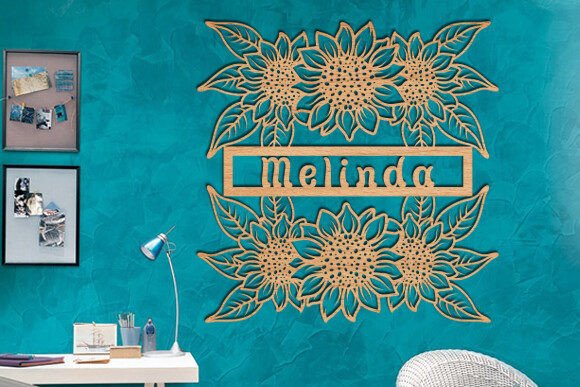 Sunflower Name Sign Wall Art Laser Cut
